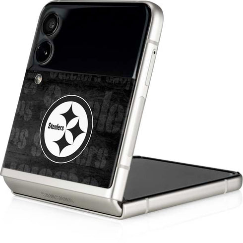 NFL Pittsburgh Steelers Black & White Galaxy Z Flip4 5G Skin